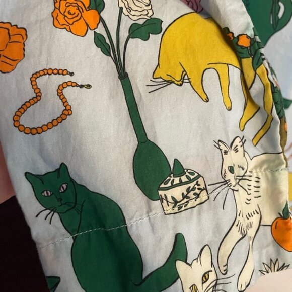 Hanna Andersson Baggu Cat Table Talk Women’s Long Sleeved Button Up Shirt S - Picture 7 of 15